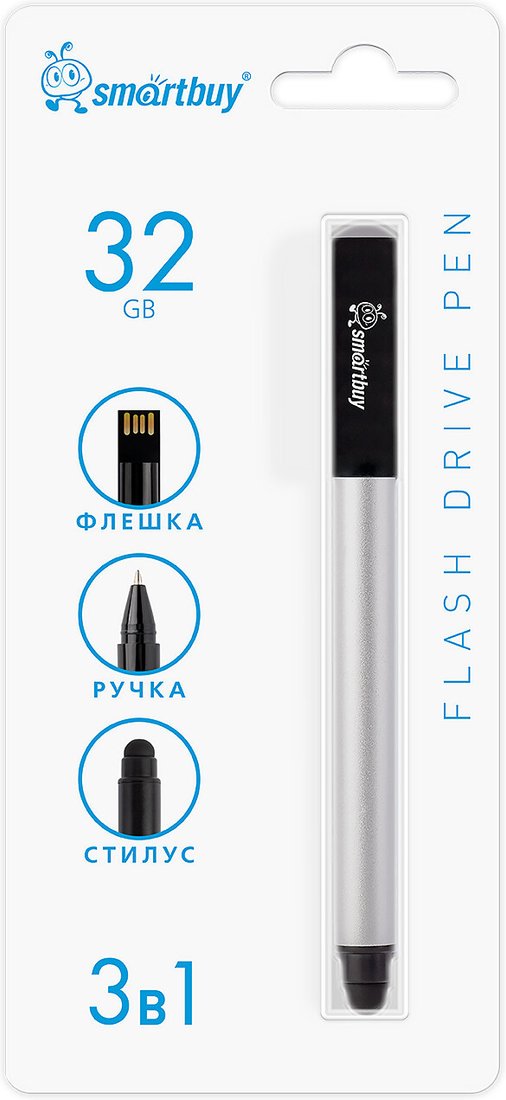 USB Flash SmartBuy Ручка-флэшка-стилус 32GB (серебристый)