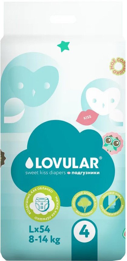 

Подгузники Lovular Sweet Kiss L 8-14 кг (54 шт)