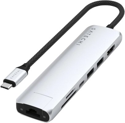 

Док-станция Satechi 7-in-1 USB-C Slim Multiport Adapter with Ethernet ST-P7SS (серебристый)