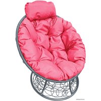 Кресло M-Group Папасан мини 12070308 (серый ротанг/розовая подушка)