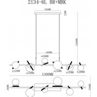 Подвесная люстра iLamp Golden 2134-6L BR+MBK