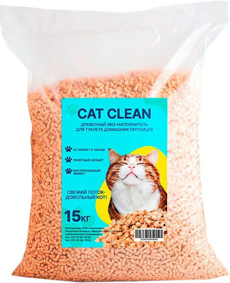 Наполнитель для туалета Cat Clean древесный 15 кг