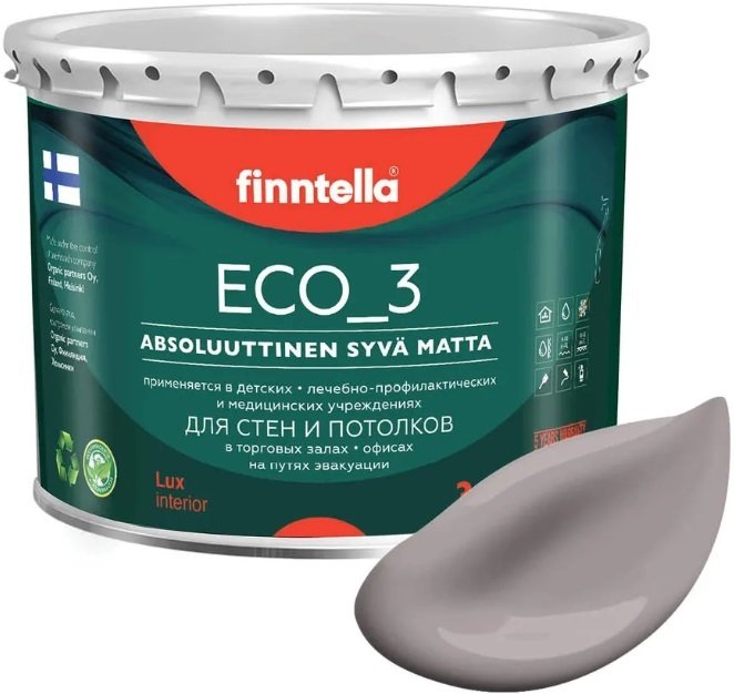 

Краска Finntella Eco 3 Wash and Clean Violetti Usva F-08-1-3-LG181 2.7 л (серый)