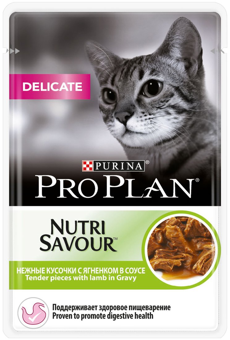 

Пресервы Pro Plan Nutrisavour Delicate для взрослых кошек с чувствительным пищеварением или с особыми предпочтениями в еде с ягненком в соусе 85 г