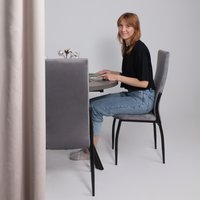 Кухонный стол Мамадома Rondo M-100 раздвижной 100-135 (дымчатая керамика/черный)