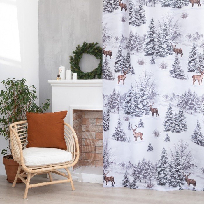 

Комплект штор Этель Snow Forest 7787664 145x260 (белый/коричневый, 2 шт)