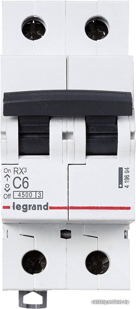 Выключатель автоматический Legrand RX3 2P C 6A 4.5кА 2M 419694
