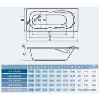 Ванна Bonito Home Zea 170x70 (с ножками)