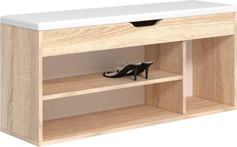 Тумба для обуви Атлант-Мебель Лаки Тип 3 (дуб сонома/экокожа белая)