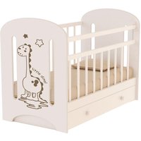 Классическая детская кроватка VDK Dino с маятником и ящиком (слоновая кость)