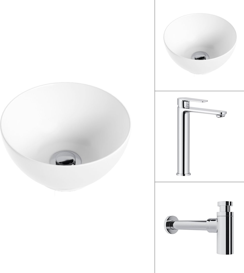 Умывальник Lauter 21601E + Moon 21СK81691C с сифоном 21635CH (хром)
