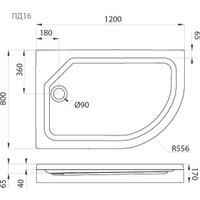 Душевой поддон Triton Полукруглый ПД16 120x80