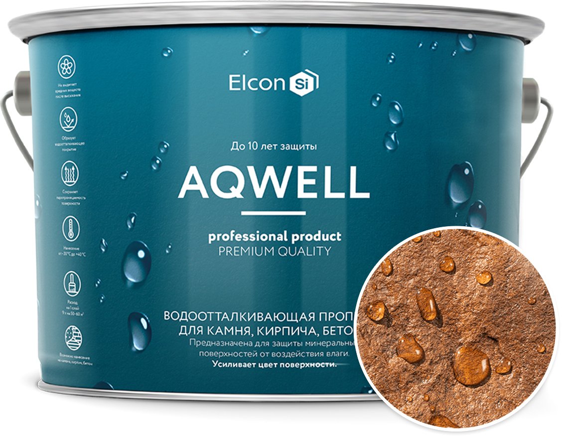

Пропитка Elcon водоотталкивающая Aqwell (бесцветный, с эффектом «мокрого камня», 9 л)