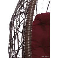 Кресло M-Group Кокос на подставке 11590202 (коричневый ротанг/бордовая подушка)