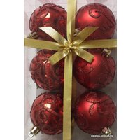 Елочная игрушка Волшебная страна Завитки 007485 (6 шт, красный)