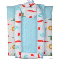 Матрас-кокон Farfello Животные L2 (белый/голубой)