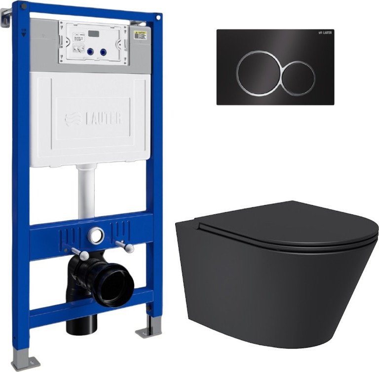 

Унитаз подвесной Lauter Longer 2110822B + 21901001 (кнопка 219704E, черный)