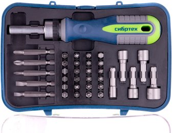 Набор отвертка с битами и головками СибрТех 13337 (35 предметов)