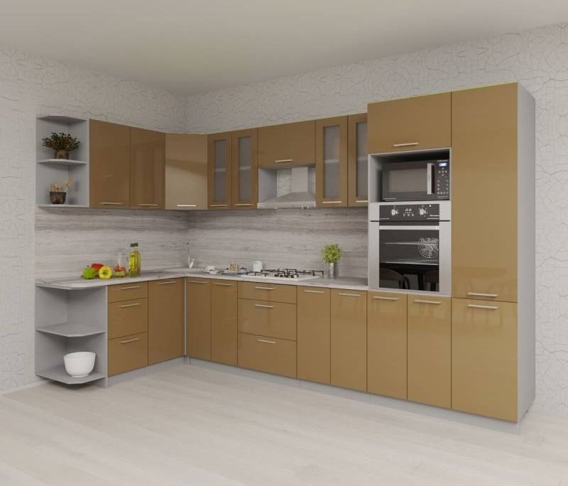 

Готовая кухня Интерлиния Мила Gloss 1.68x3.4 левая (капучино-капучино)