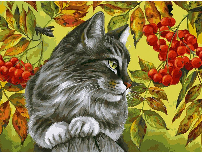 

Картина по номерам Белоснежка Отдых в ветках рябины 147-AS