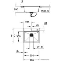 Кухонная мойка Grohe K700 60-C 56/51 1.0 31651AP0 (черный гранит)