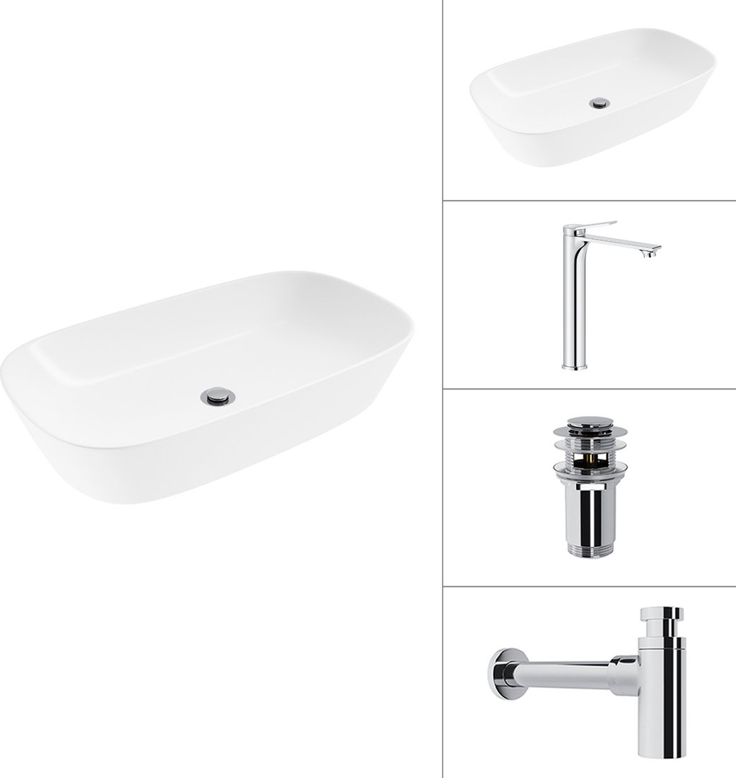 Умывальник Lauter 21393-70 + Rio 21AM12672 + сифон 21635CH + дон.клапан 21190CH (хром)