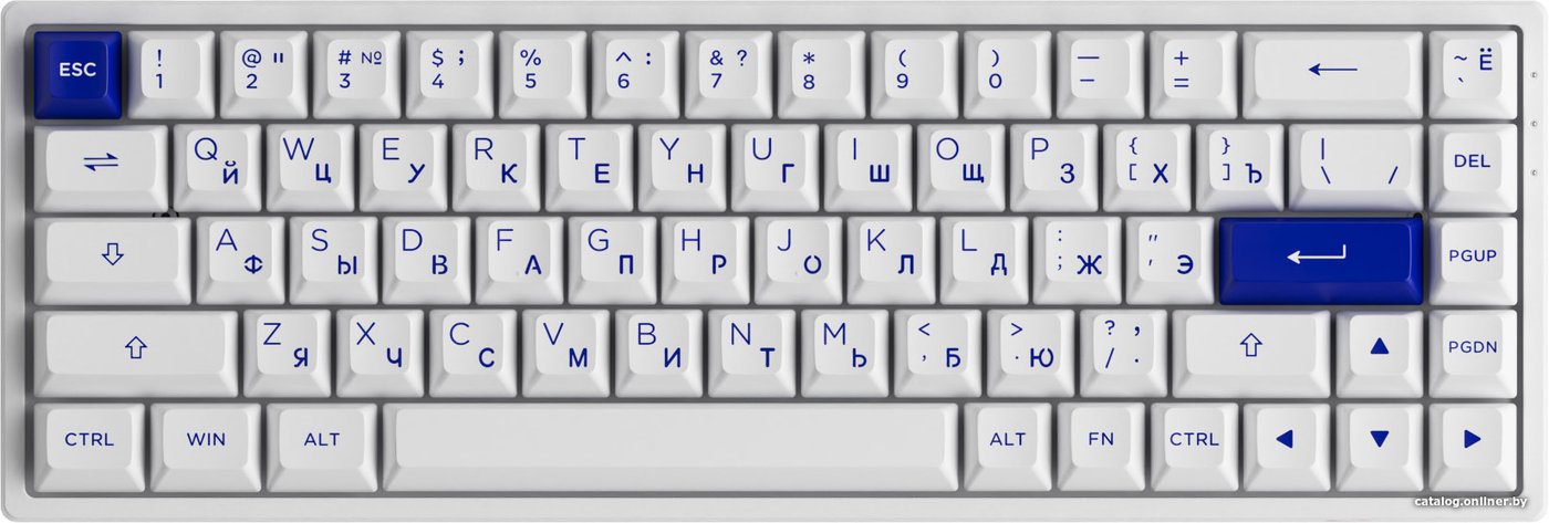 Клавиатура Akko 3068B Plus White & Blue (Akko CS Jelly Pink)