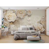 Фотообои ФабрикаФресок 3D Цветы с бабочками 875270 (500x270)