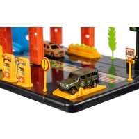 Детские автотреки, трассы Labalu 5-уровневый с дорогой и автомобилями P9588A-1 (голубой, 4 машинки)