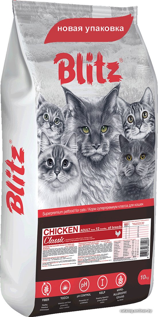 

Сухой корм для кошек Blitz Classic Chicken Adult All Breeds (с курицей) 10 кг