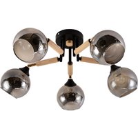 Припотолочная люстра Mirastyle MH-1570B/5 BK+FGD+WOOD