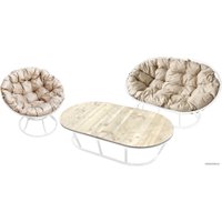 Набор садовой мебели M-Group Мамасан, Папасан и стол 12130101 (белый/бежевая подушка)