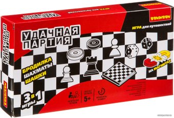 Шахматы/шашки Bondibon Удачная партия 3в1 ВВ0692