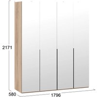 Шкаф распашной Трия Порто СМ-393.07.109 с 4 зеркальными дверями (яблоня беллуно/графит)
