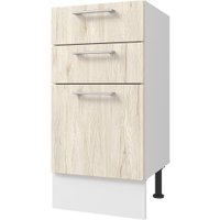 Шкаф напольный Горизонт Оптима 40 3 ящика (рустик молочный) в Солигорске
