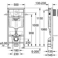 Унитаз подвесной Grado GD-W201T + GROHE Rapid SL 38772001 (с кнопкой смыва)