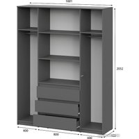 Шкаф распашной NN мебель Денвер 00-00111587 (графит серый)