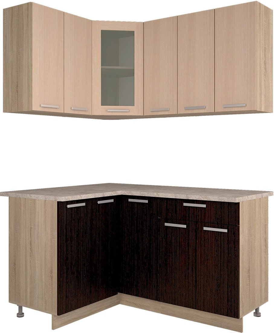 

Готовая кухня Интерлиния Мила 12x15 (дуб молочный/дуб венге)
