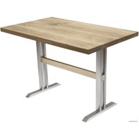 Кухонный стол Buro7 Двутавр 110 (классика, дуб беленый/серебро)