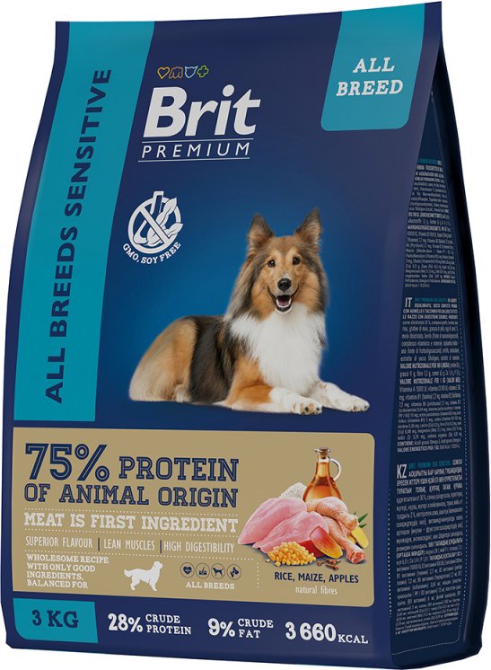 

Сухой корм для собак Brit Premium Dog Sensitive для взрослых собак всех пород с чувствительным пищеварением с ягненком и индейкой 3 кг