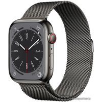 Умные часы Apple Watch Series 8 LTE 45 мм (корпус из нержавеющей стали, графит/миланский графитовый)