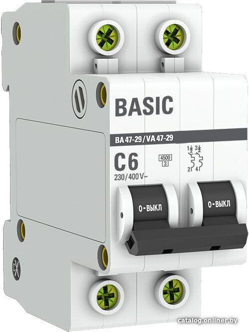 Выключатель автоматический EKF ВА 47-29 2P 6A (C) 4.5кА mcb4729-2-06C