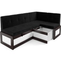 Угловой диван Мебель-АРС Нотис 211х82х135.5 см M11-28-9 (велюр черный НВ-178/17)