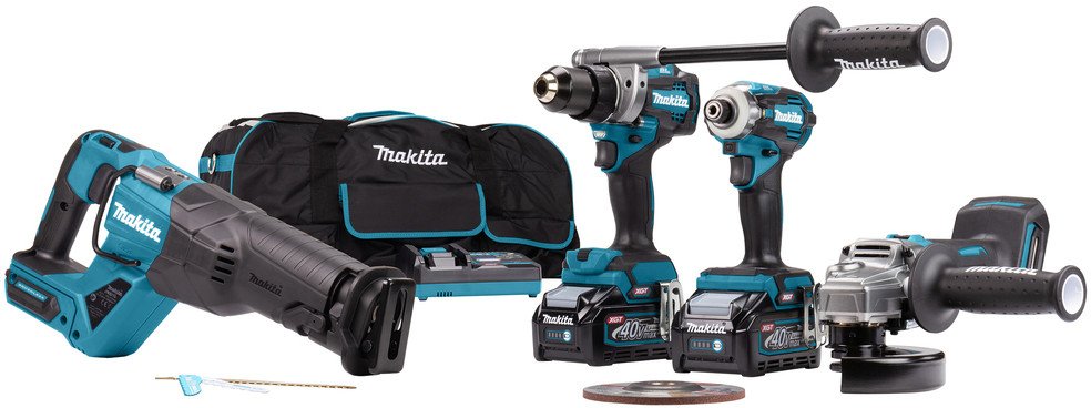 Makita DK0126G401 (шуруповерт, винтоверт, болгарка, сабельная пила, 2 АКБ, сумка)
