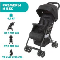 Коляска прогулочная «книга» Chicco Ohlala 3 (черный/золотая рама)