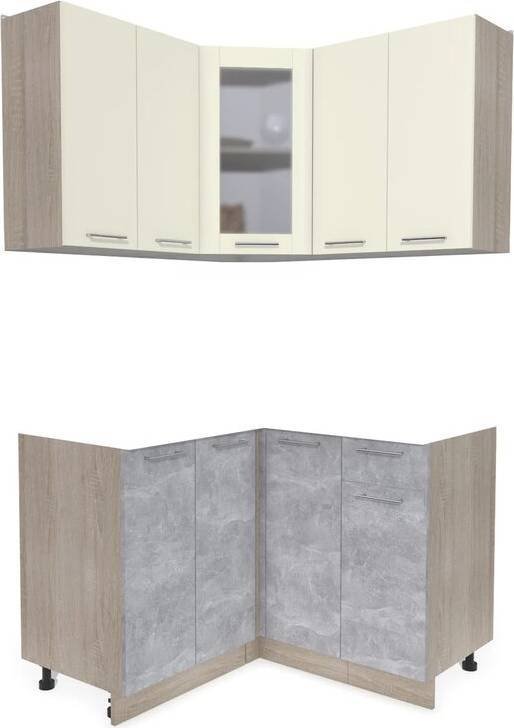 

Готовая кухня Интерлиния Мила 12x12 без столешницы (ваниль/бетон)