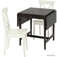 Обеденная группа Ikea Ингаторп/Ингольф 394.005.30 (черно-коричневый, белые стулья)