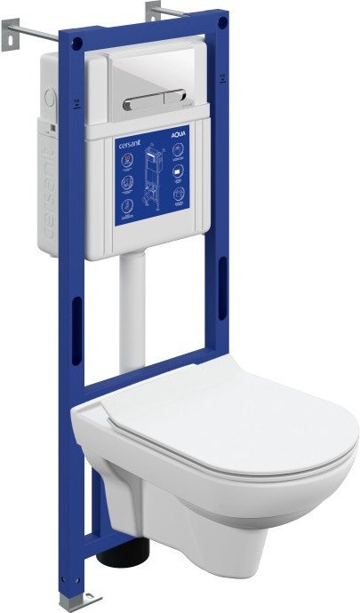 Унитаз подвесной Cersanit City DPL EO Slim + Aqua 40 Smart M 69313 (с кнопкой Estetica белый)