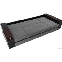 П-образный диван Лига диванов Майами 103048 (велюр/экокожа, серый/черный)