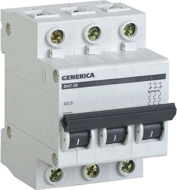 

Выключатель автоматический Generica ВА 47-29 3Р 63А 4.5кА MVA25-3-063-C